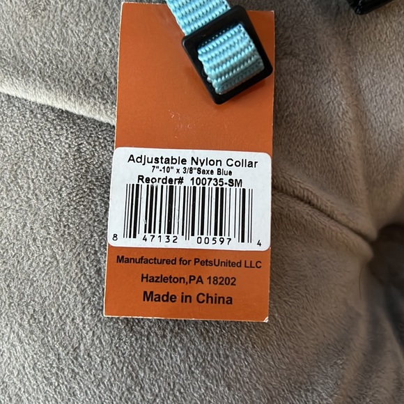 7-10” Adjustable Light Blue and Black Small Dog and Cat Collars - Picture 3 of 4